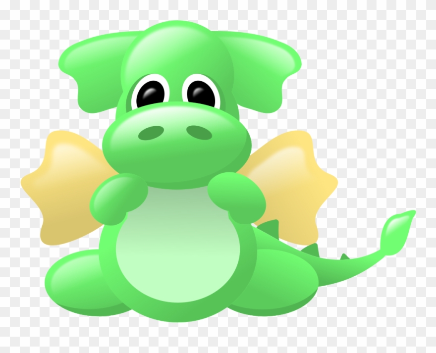 Cute Dragon Green And Gold - Dragon Clip Art Cute - Png Download