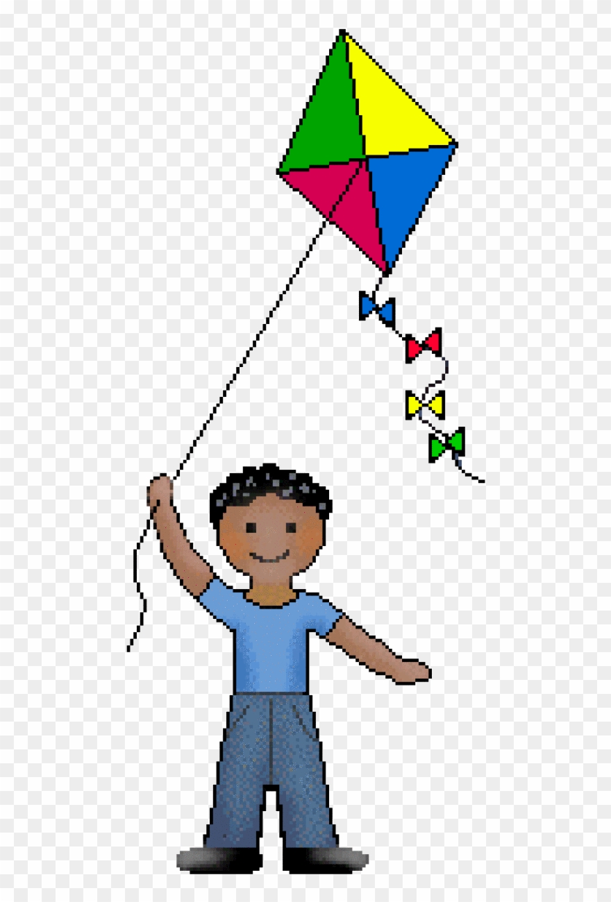 Download Kite Clip Art Of Boys And Girls Playing With - Children Clip Art - Png Download