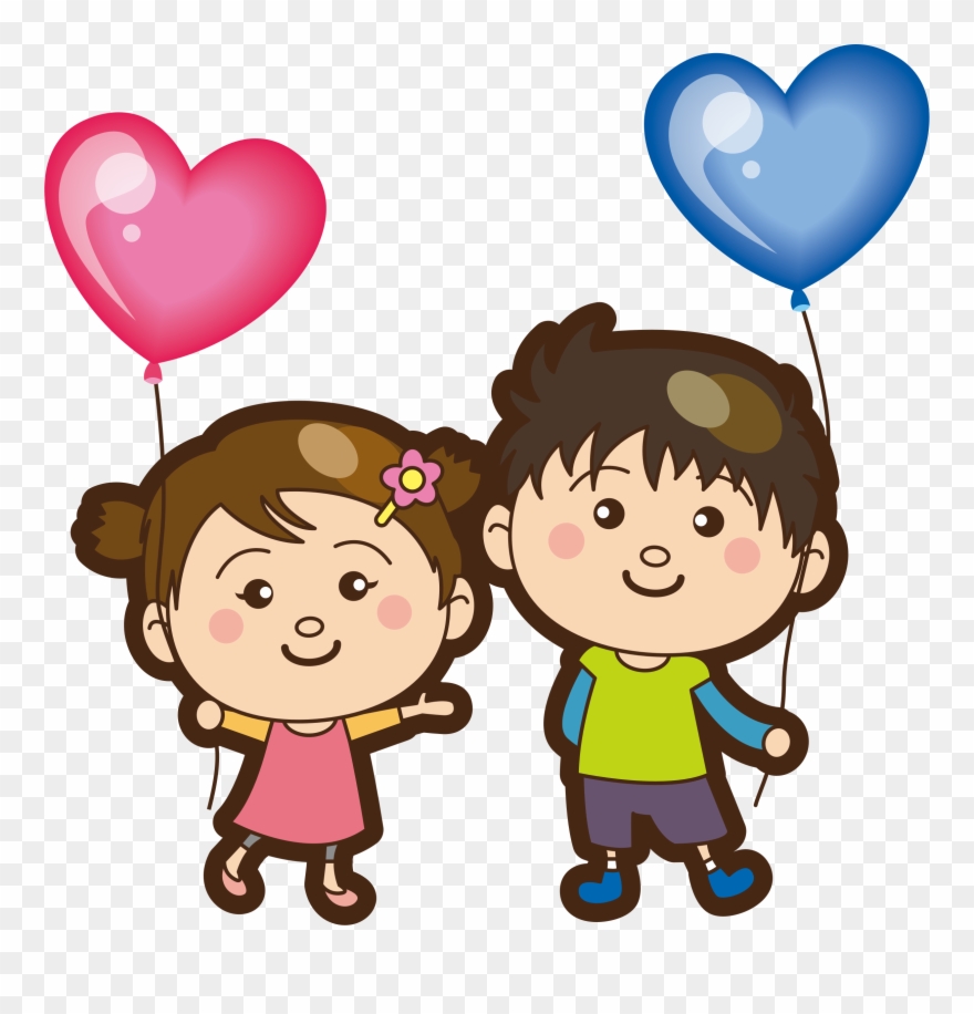 Heart-shaped Balloons Clipart Transparent Stock - Menina E Menino Png