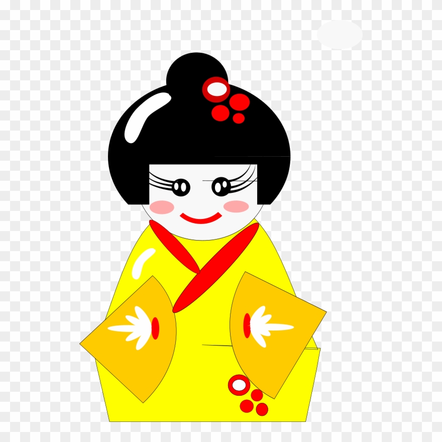 Medium Image - Geisha In Yellow Kimono 1 25 Magnet Cute Japanese Gesha Clipart