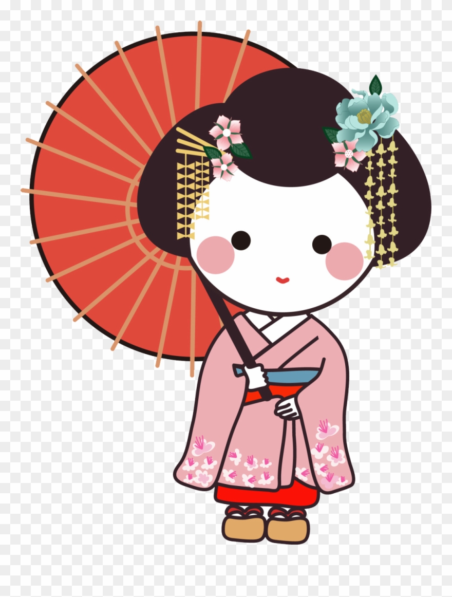 Geisha Cartoon Make Up Girl Makeup - Japanese Girl Cartoon Clipart