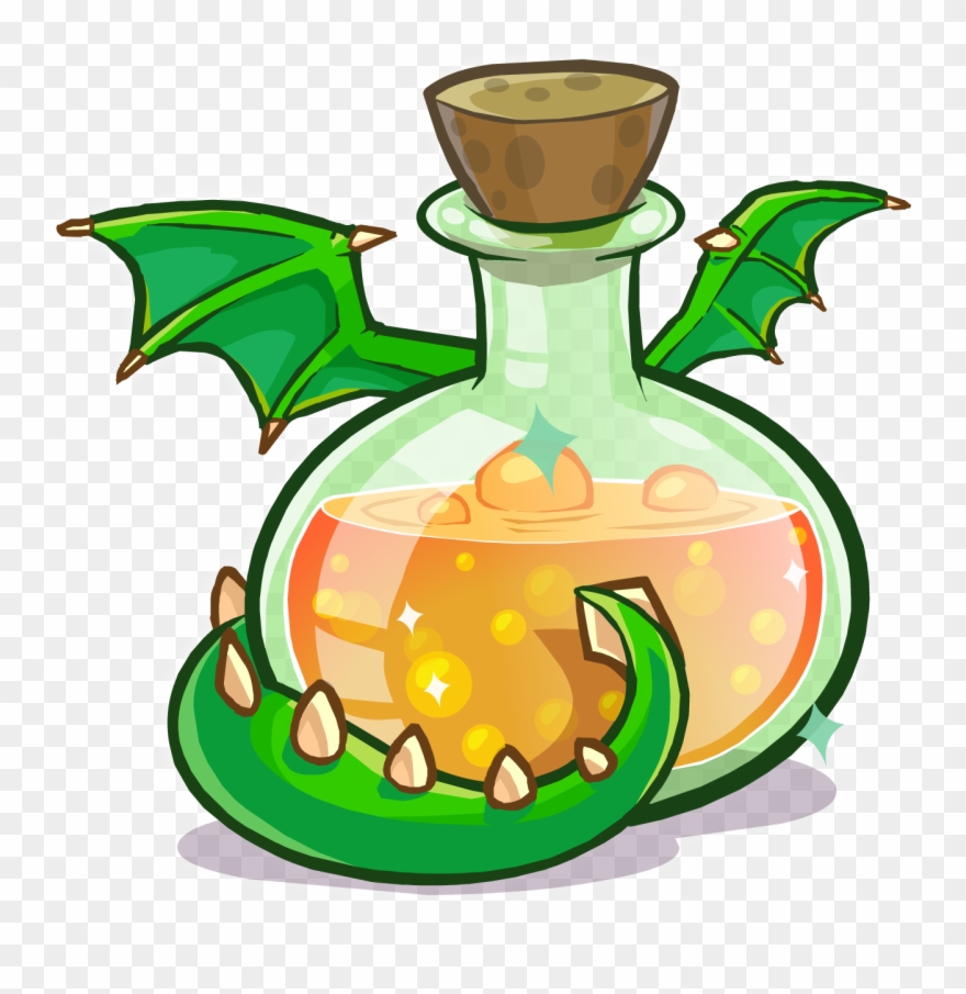 Medieval 2013 Potions Green Puffle Dragon - Club Penguin Pociones Clipart