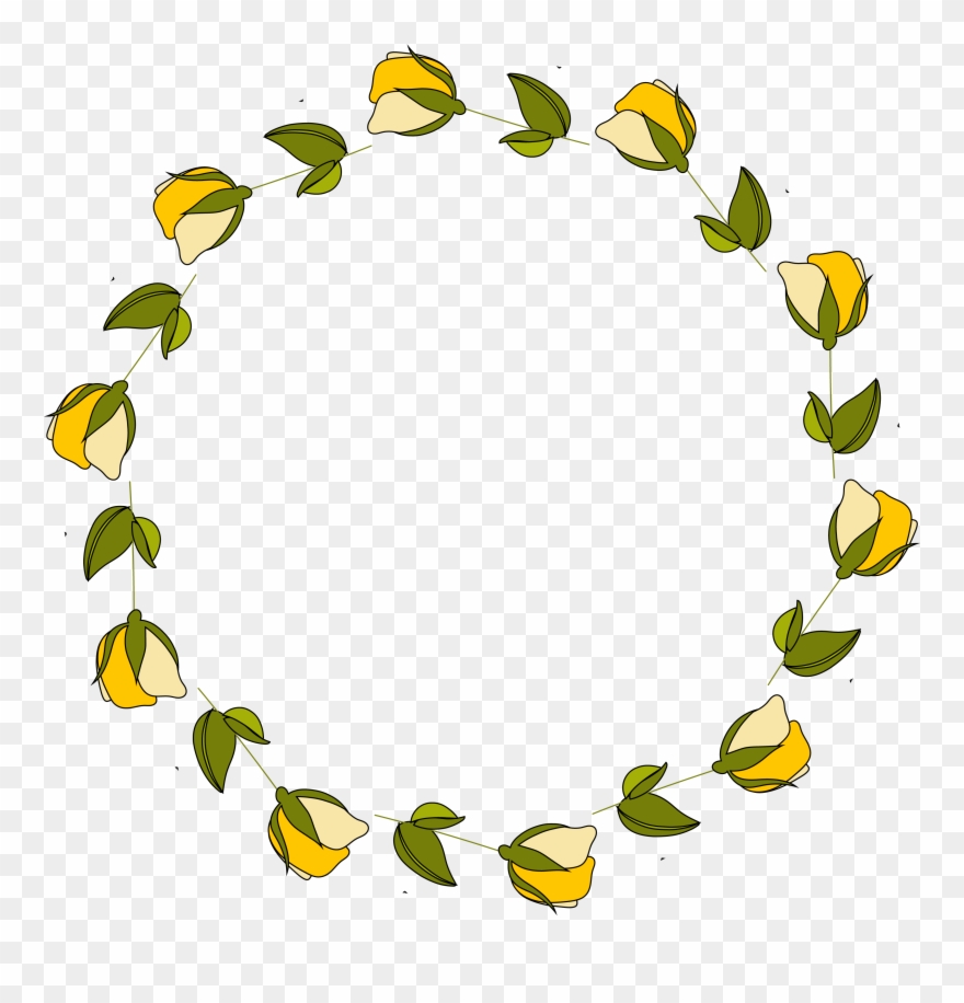 矢量卡通扁平化黄色花卉边框 - สร้อย คอ มรกต ล้อม เพชร Clipart