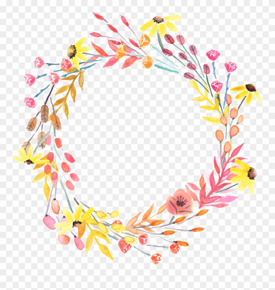 Pink Leaves Hand Drawn Garland Decorative Elements - Guirnalda Vector Png Clipart