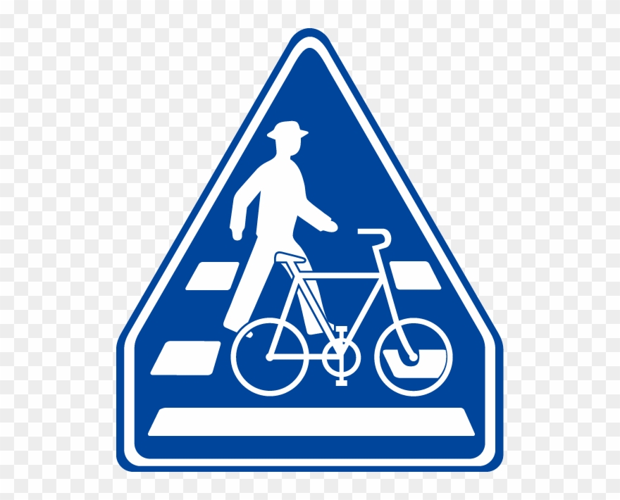 Pedestrian Crossing And Bicycle Crossing Zone - 自転車 横断 歩道 標識 Clipart