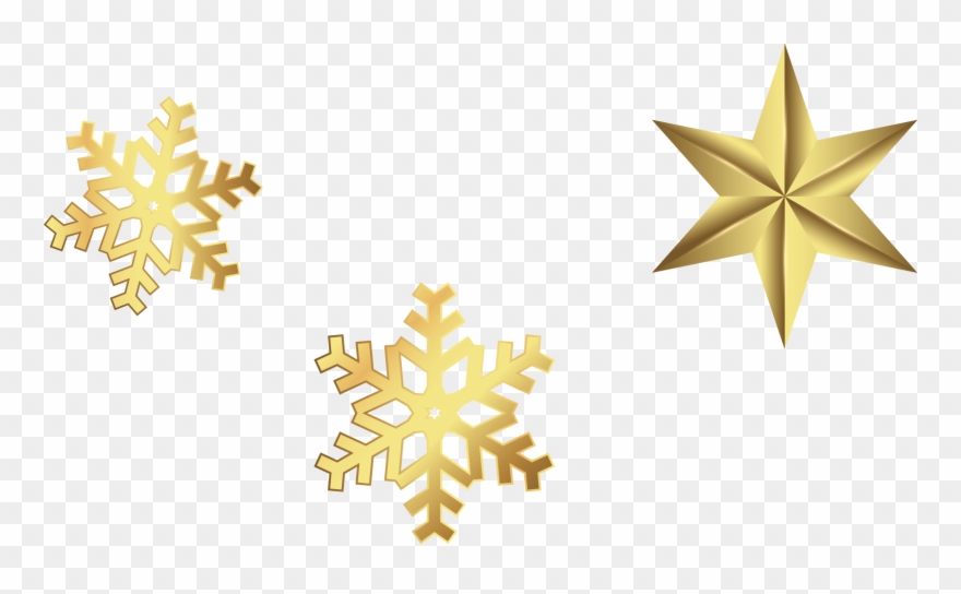 Snowflake Schema Computer File Golden Stars - Flocos De Neve Estrelas Png Clipart