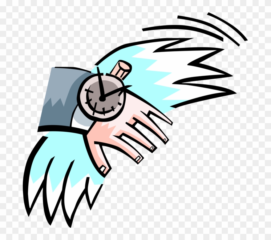 Vector Illustration Of Time Flies With Wristwatch Clipart