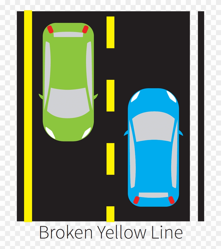 Single Broken Yellow Line - Pavement Markings Meaning Png Clipart