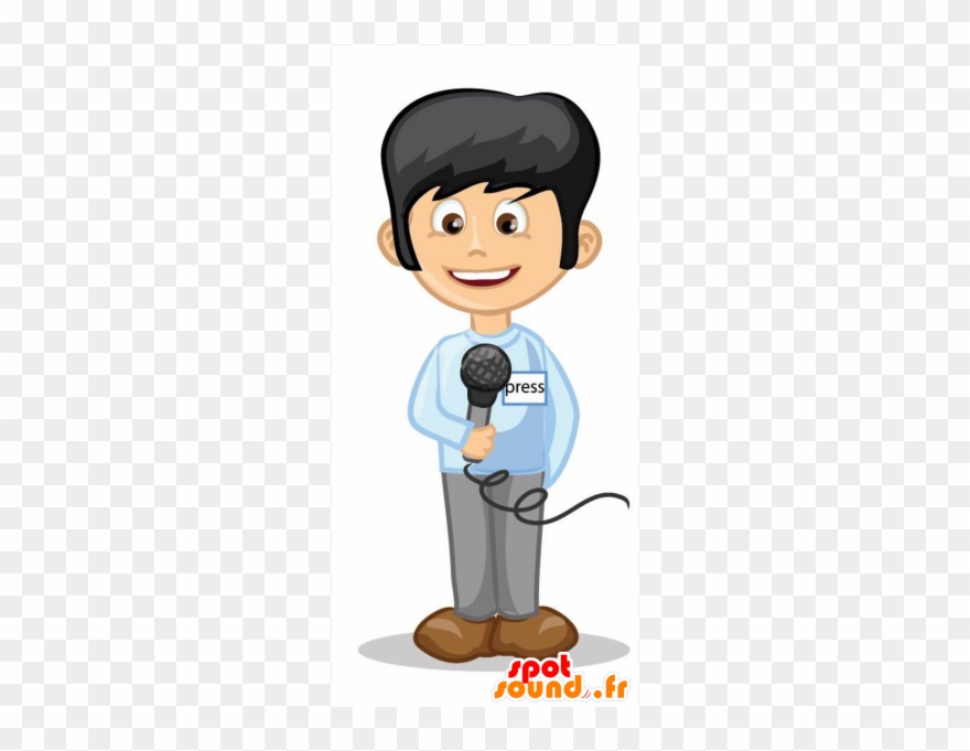Journalist Mascotte, Man Met Zwart Haar - Journalist Clipart