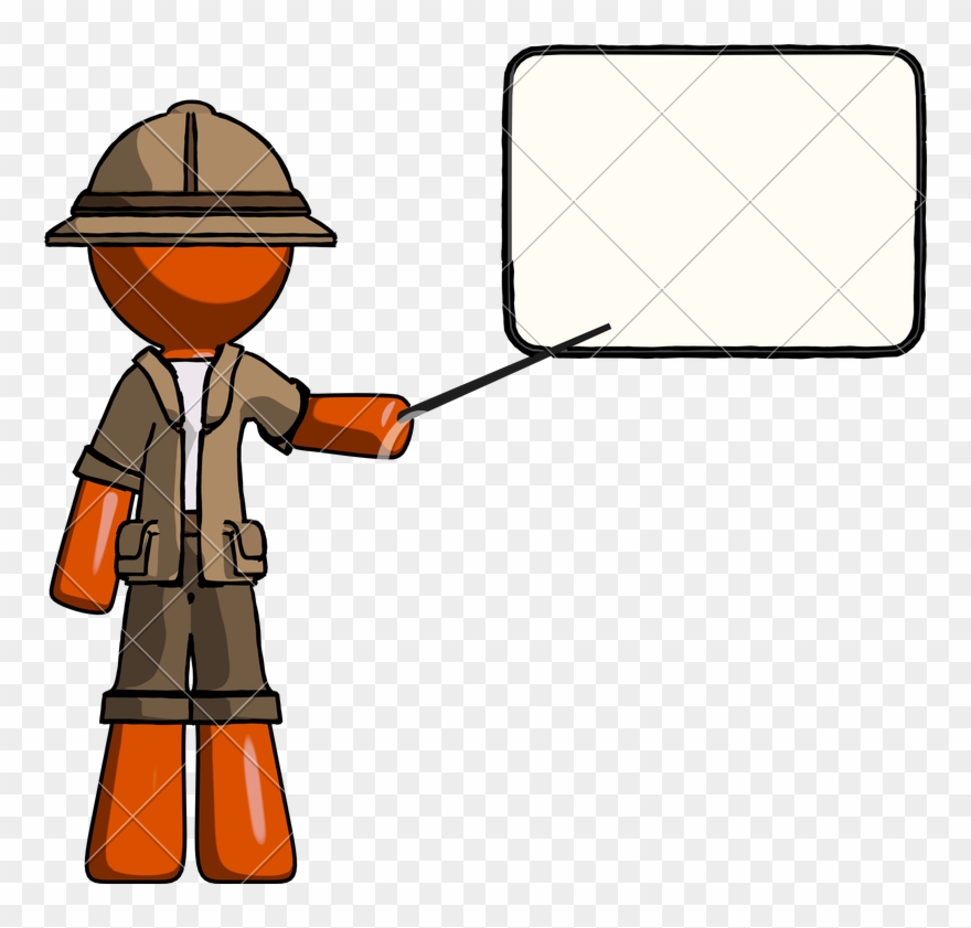 Orange Ranger Man Giving - Stock Photography Clipart