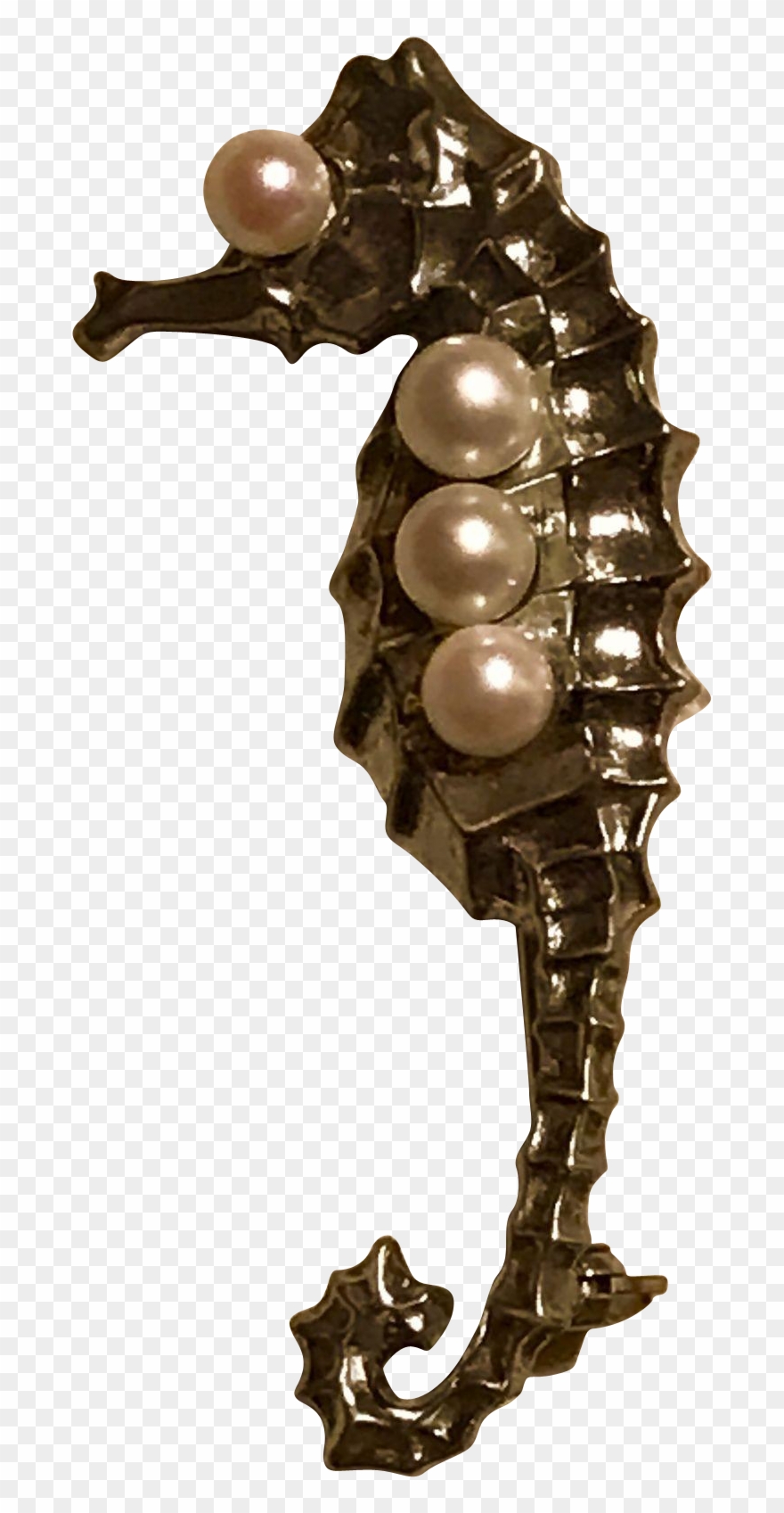 A Desirable Mikimoto Silver Pearl Seahorse Pin - Pearl Clipart