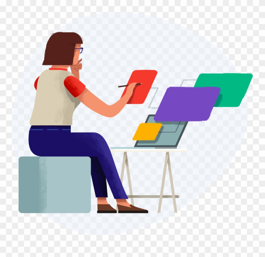 Illustration Of Designer Working On Designs - Design Clipart