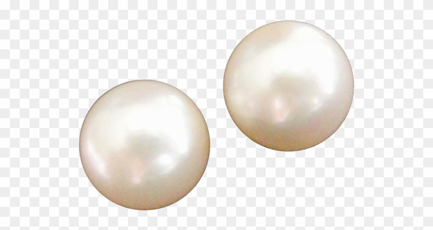 14k Gump's Cultured Pearl Earrings Vintage 7mm Studs - Earring Clipart