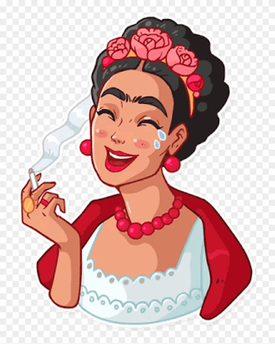 Fridakahlo Frida Smile Cigarro Smoking Feminist - Stickers Frida Kahlo Png Clipart