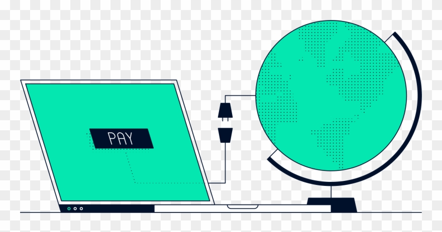 Laptop And Green Globe Illustration - Illustration Clipart