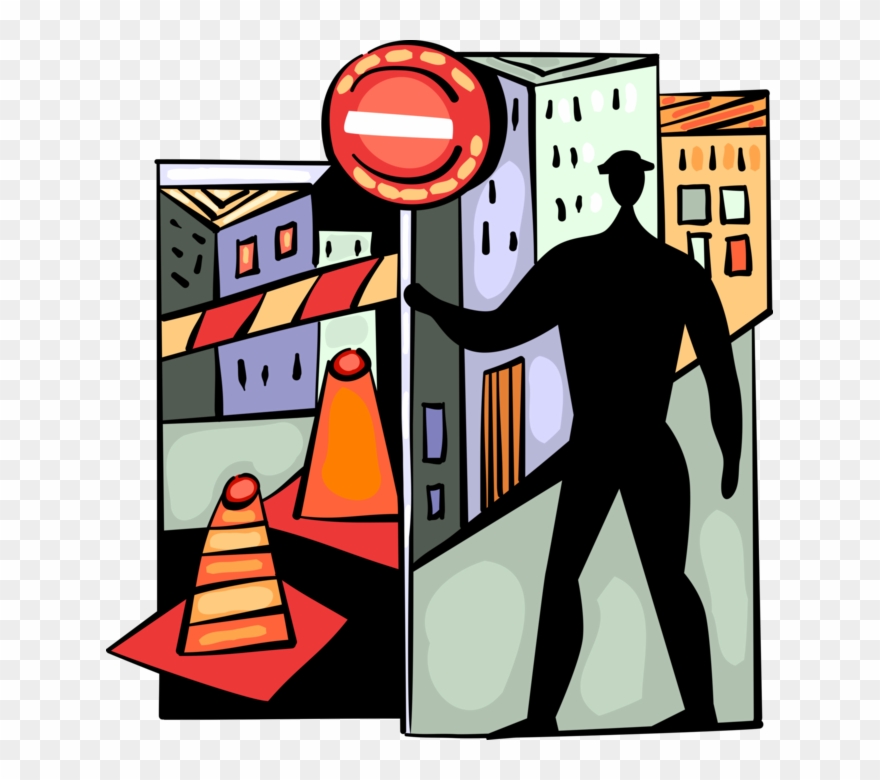 Construction Crew With Traffic Barriers Image Illustration - Road Clipart