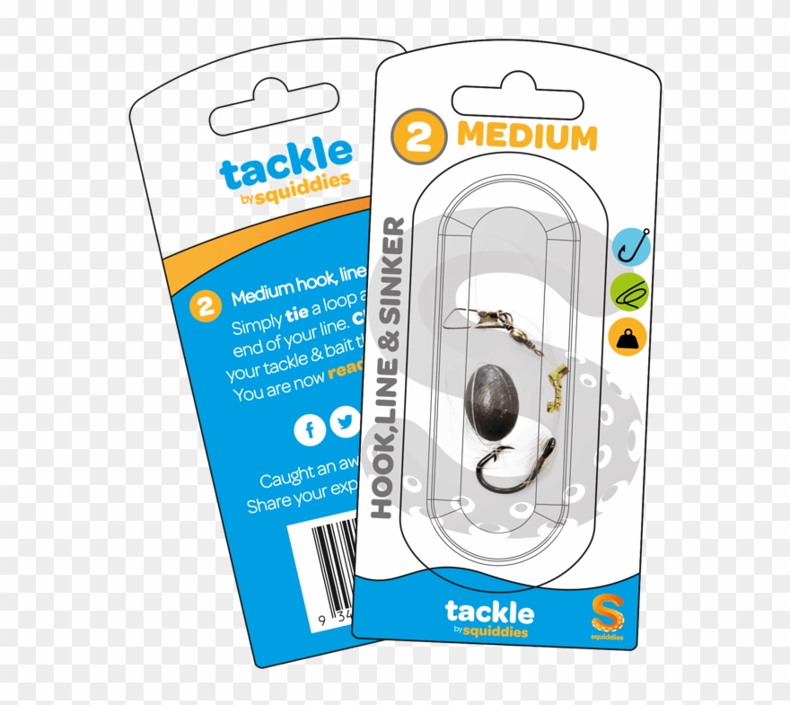Tackle 2 Medium Hook - Squiddies - Flip Reel Tackle Kit - Medium Clipart