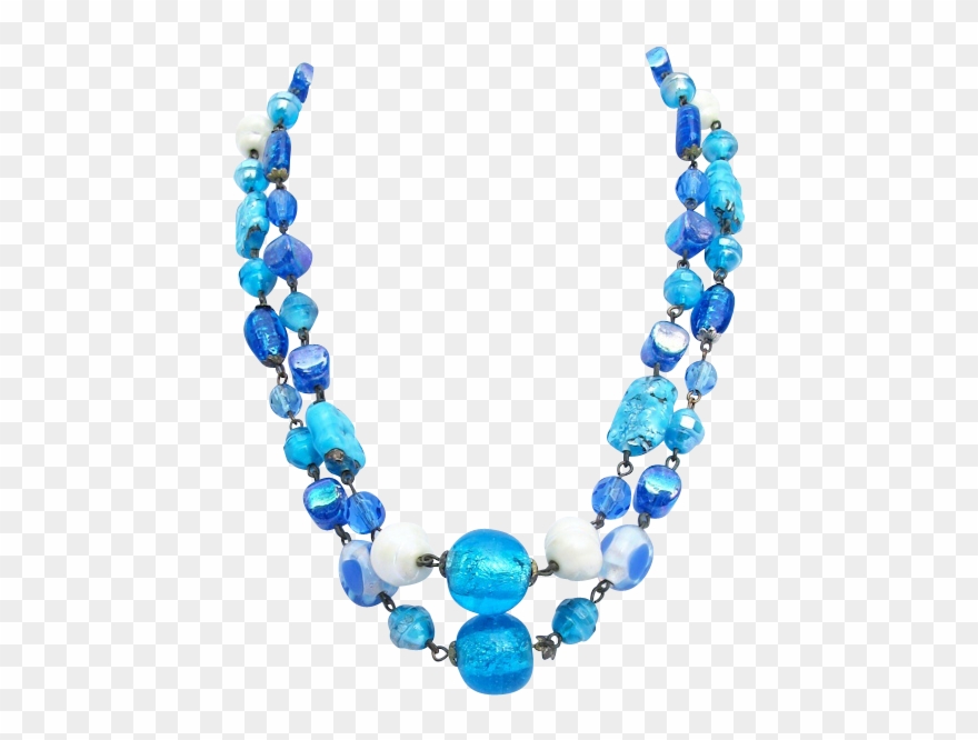 Bead Necklace Png - Blue Necklace Transparent Background Clipart
