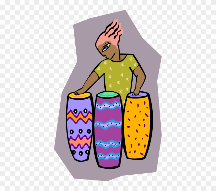 Vector Illustration Of Musician Plays African Djembe Clipart