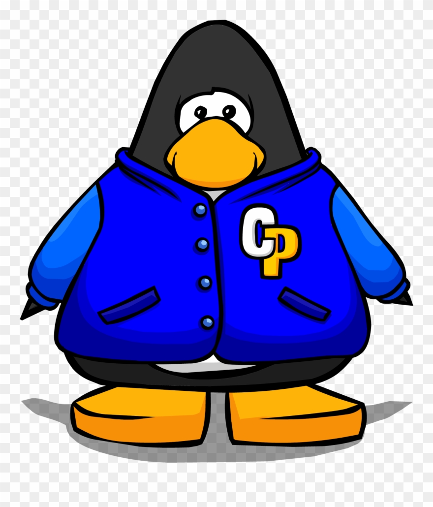 Blue Letterman Jacket From A Player Card - Club Penguin Coffee Apron Clipart