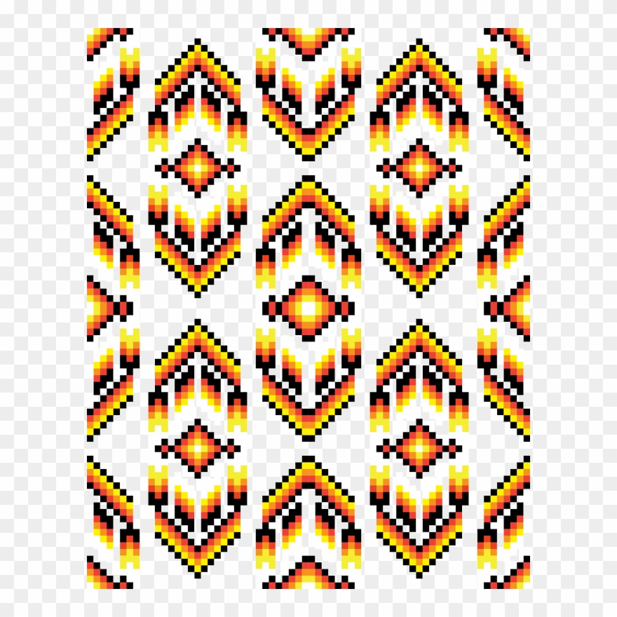 Native American Digital Bead Pattern Black Orange And - Black Clipart