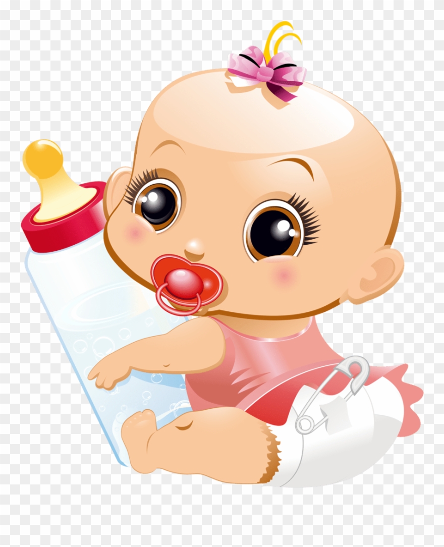 Baby Girl Clip Art - Bebe Con Biberon Animado - Png Download