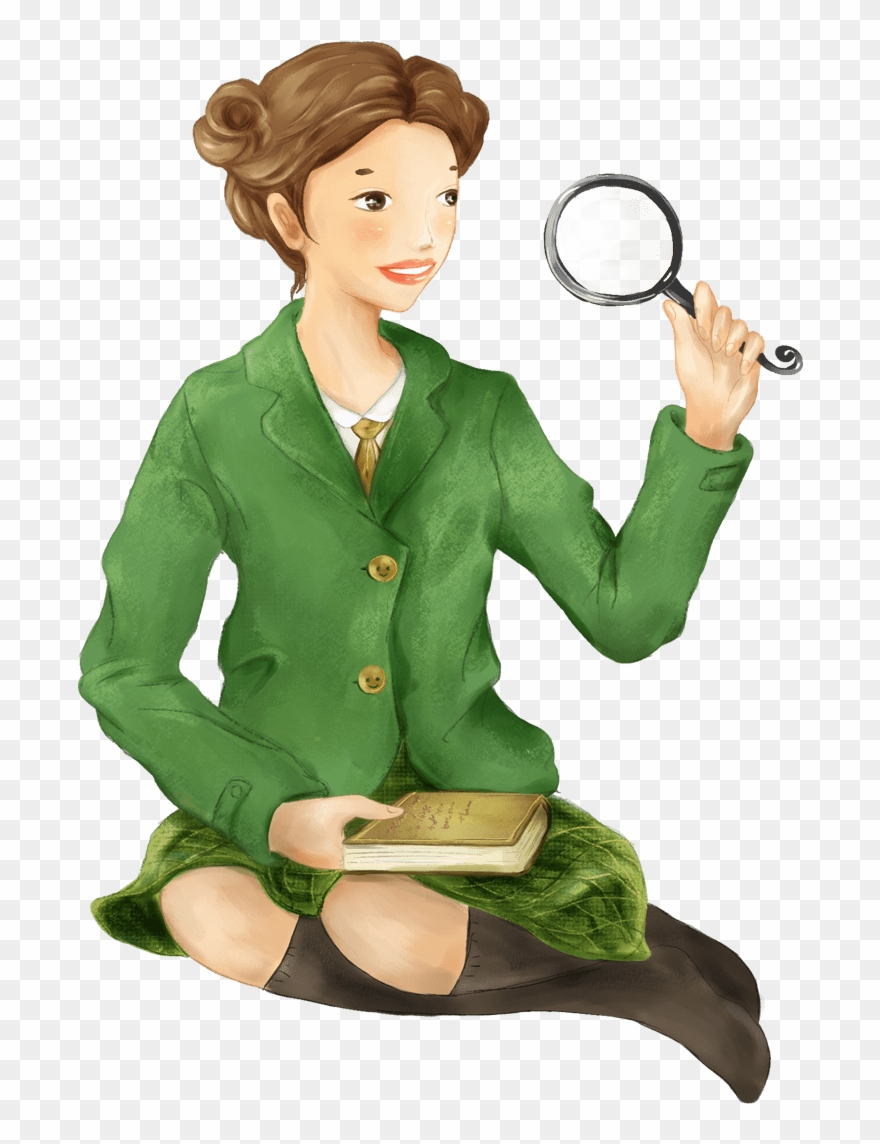 Girl With Magnifying Glass - Magnifying Glass Clipart