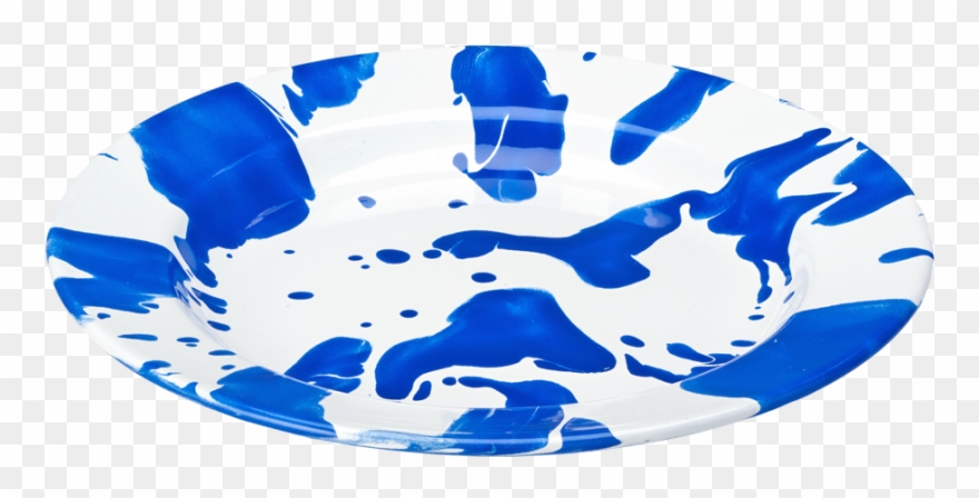 Blue & White Slip Enamelware Dinner Plate - Blue Clipart