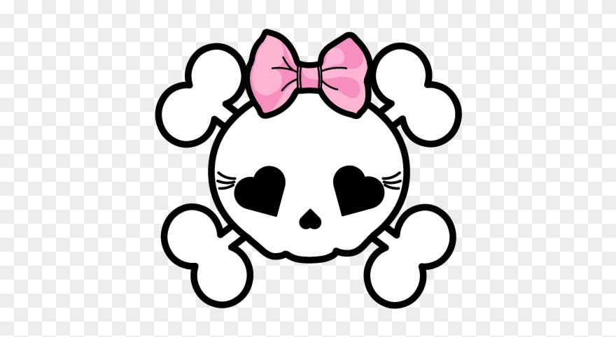 Sticker Tête De Mort Avec Noeud Rose - Pink Skull Bow Clipart
