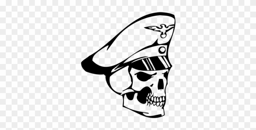 Autocollants Tête De Mort Squelette Stickers - Tete De Mort Militaire Clipart