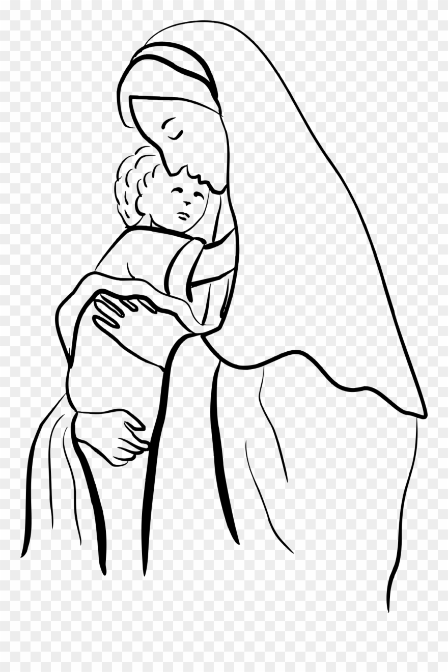 Mother And Child Png - Mama Mary Black And White Clipart