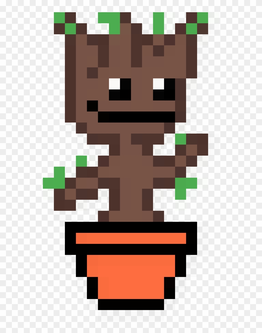 Baby Groot In A Pot - Cartoon Clipart