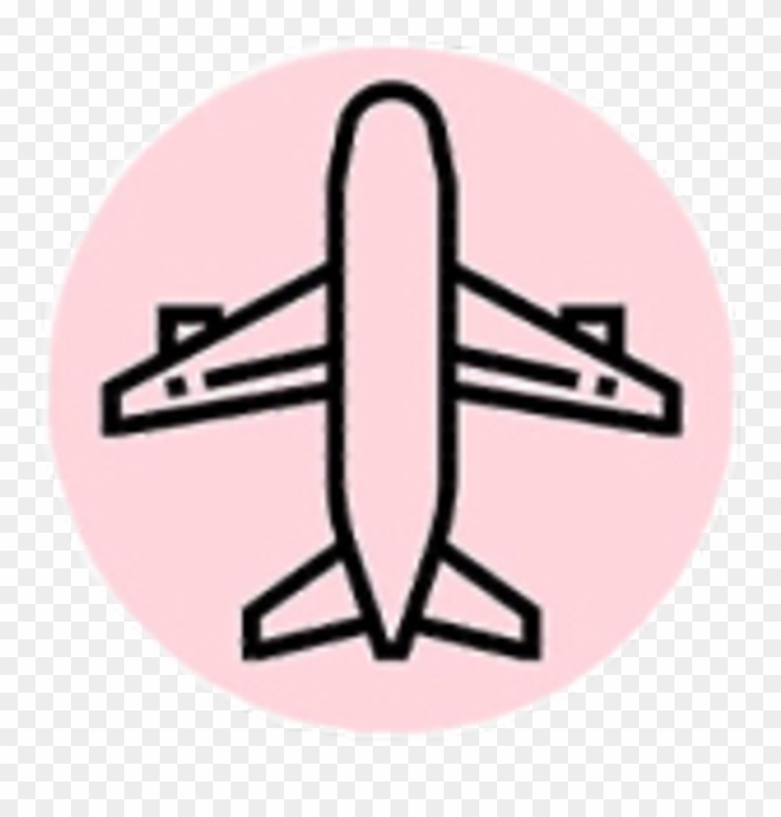Travel Flight Fly Holidays Pink Black Birthday Art - Airplane Line Icon Clipart