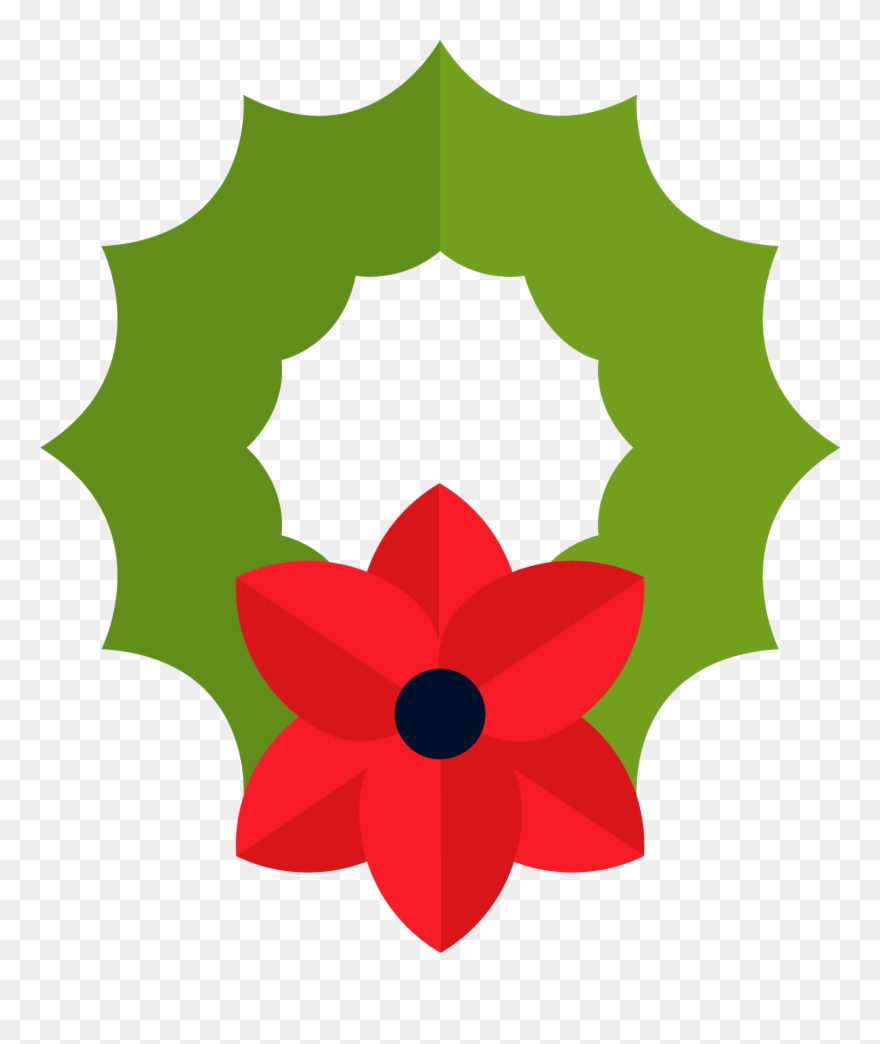 Garland Wreath Christmas Red Flower Circle - Garland Clipart