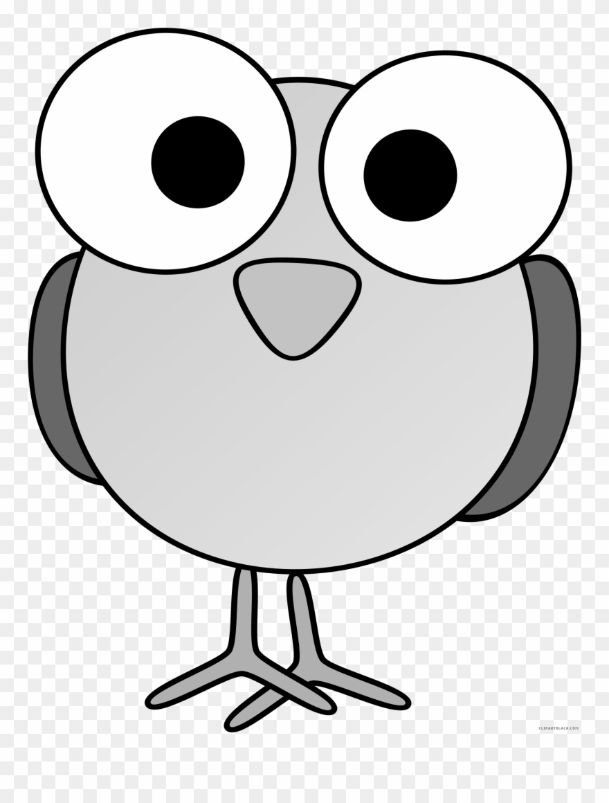 Awesome Bird Animal Free Black White Clipart Images - Cartoon Animals With Big Eyes - Png Download