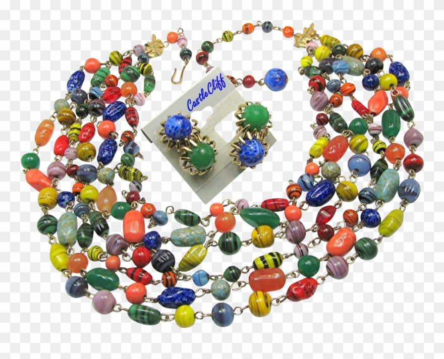 Castlecliff's Awesome Mardi Gras All Glass Set * Vintage - Bead Clipart