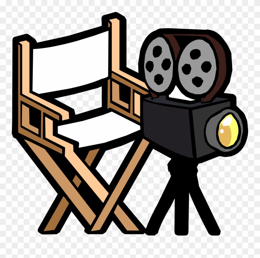 Yellow Puffle's Director's Chair & Camera Icon - Directors Chair And Camera Clipart