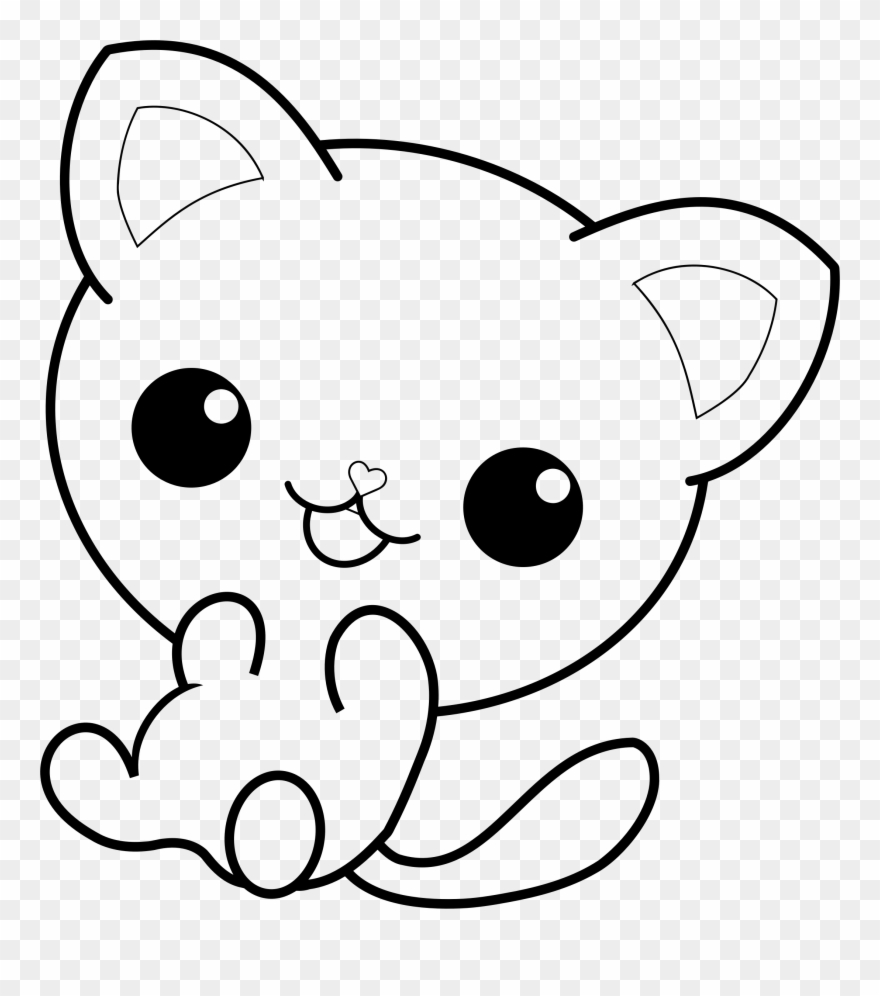 Big Image - Kawaii Cat Coloring Pages Clipart