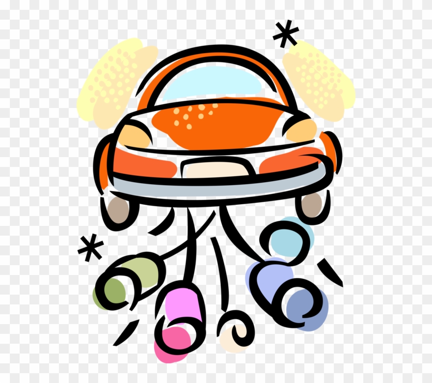 Vector Illustration Of Just Married Honeymoon Automobile - Illustration Clipart