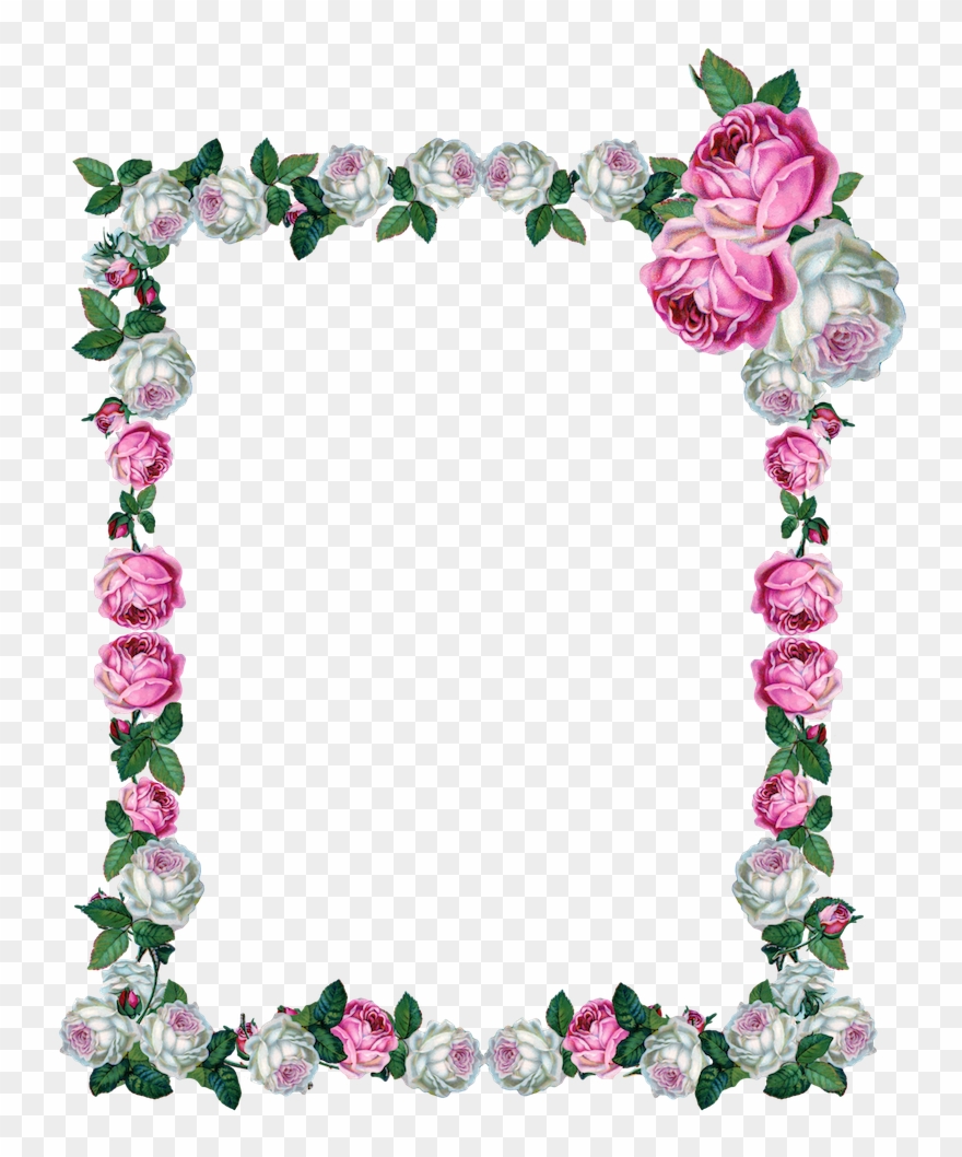 Free Digital Vintage Rose Frame Png Clipart
