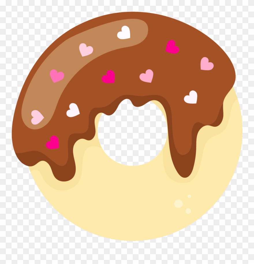 Chocolate Heart Doughnut - Doughnut Kawaii Clip Art - Png Download