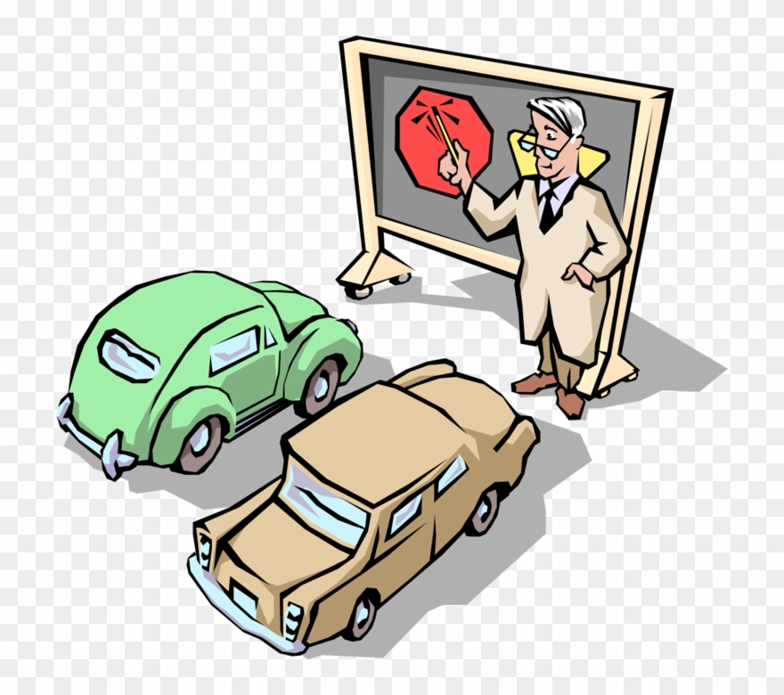 Vector Illustration Of Driver's Ed Driving School Teacher Clipart