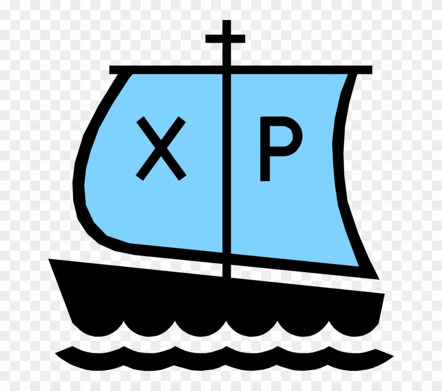 Vector Illustration Of Christian Sailing Boat With - Christian Boat Symbol Clipart