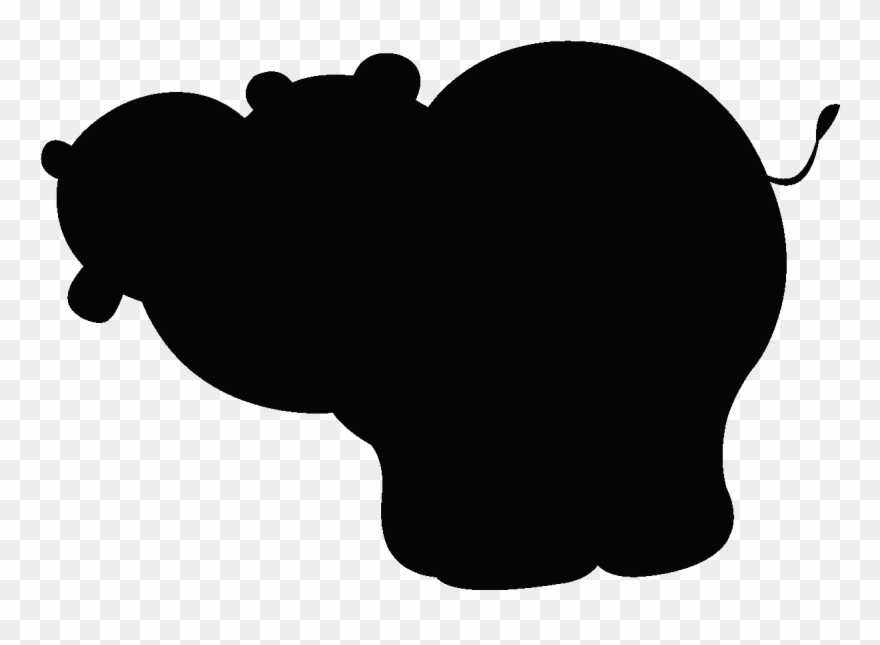 Sticker Ardoise Silhouette Hippopotame Ambiance Sticker - Wall Decal Clipart