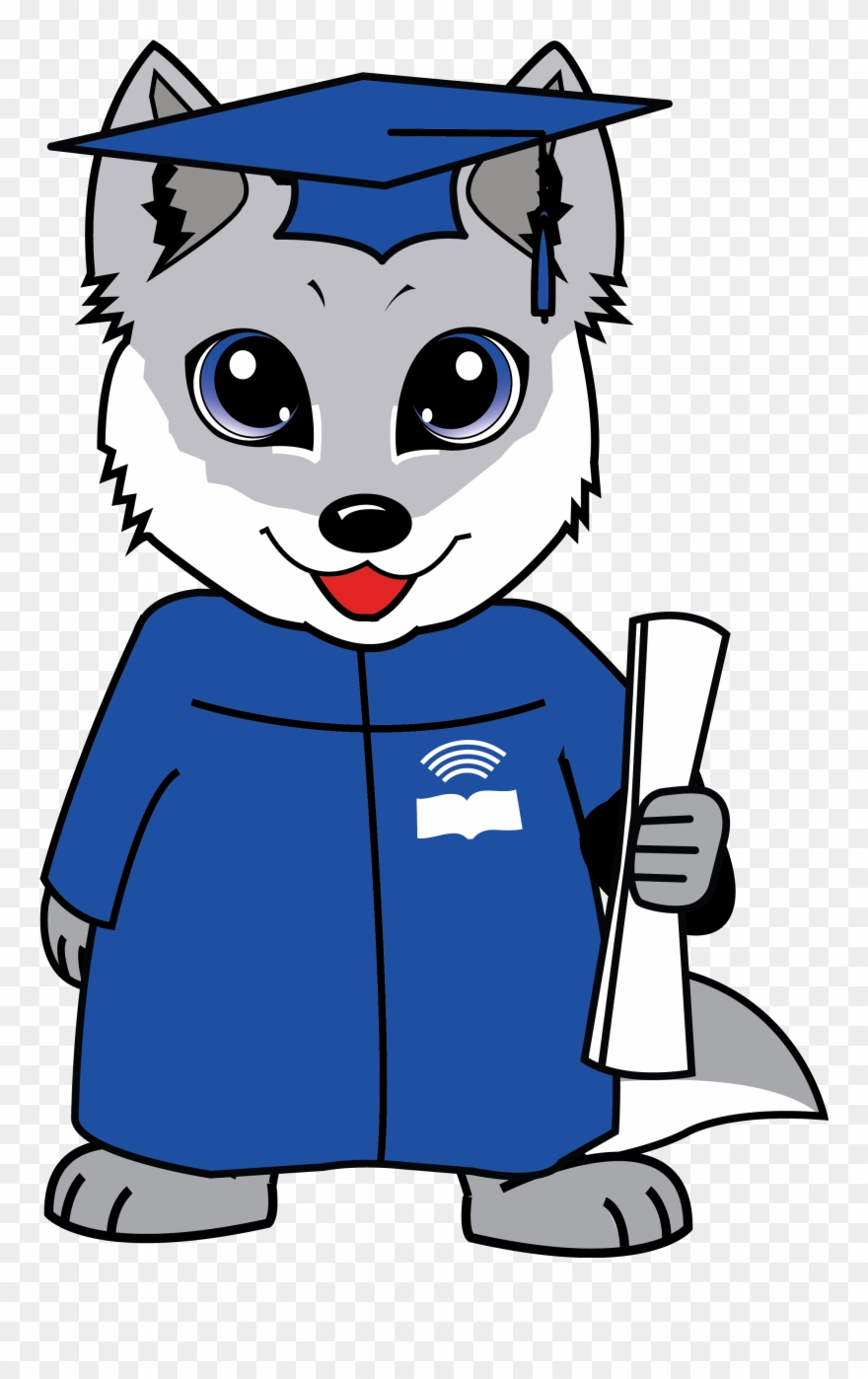 Wolfie In Cap And Gown Image - Cartoon Clipart