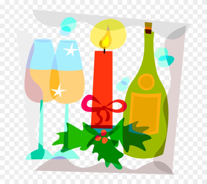Vector Illustration Of Alcohol Beverage Champagne Bottle - Nieuwjaarsborrel Clipart
