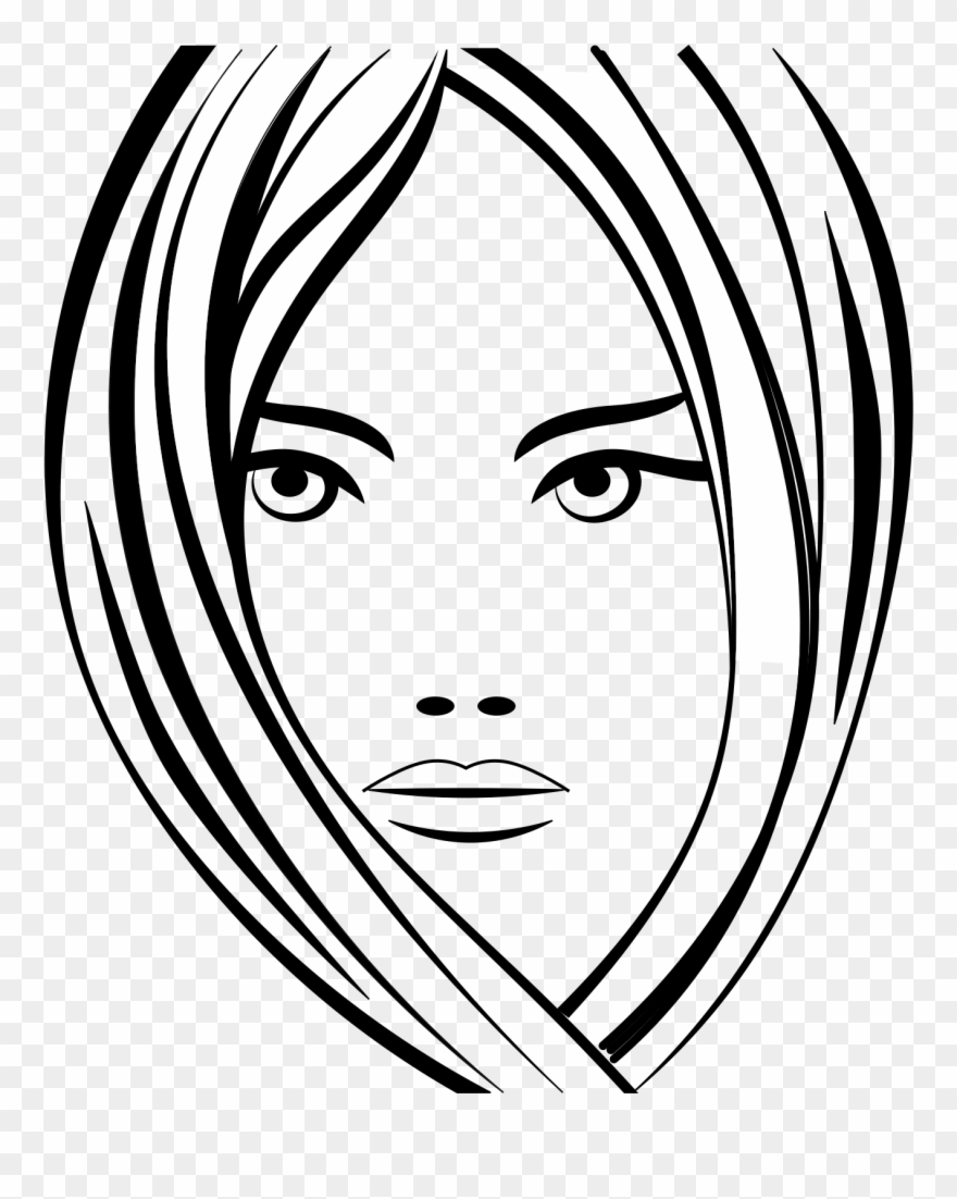 Girl With Headscarf By Helm42 - Line Art Clipart