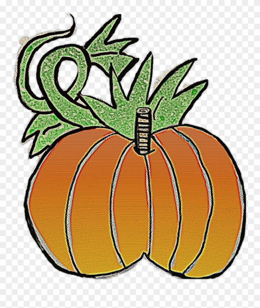 Chubby Pumpkins With Vine To Left And Large Leaf To - Pumpkin Clipart