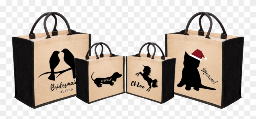 Personalised Eco Friendly Jute Tote Gift Bag Examples - Gift Bags Clipart