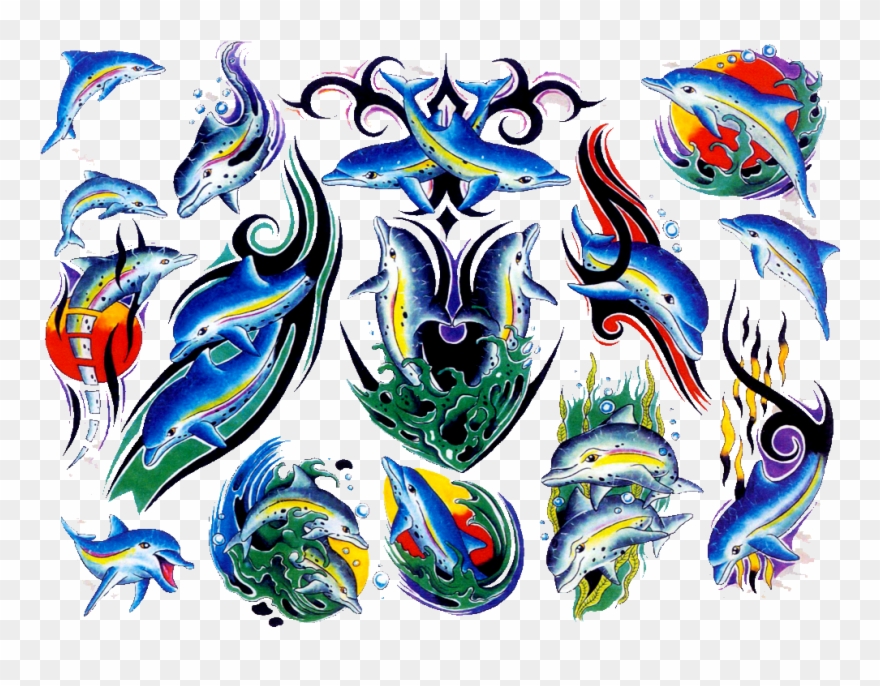 Popular Images - Dolphin Old School Tattoo Clipart